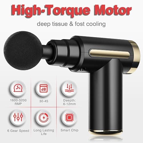 cotsoco Massage Gun Deep Tissue for Pain Relief with 4 Massage Heads & 6 Speeds, Electric Mini Handheld Body Massager for Any Pain Relief, Best Gifts for Men and Mom thumbnail 3