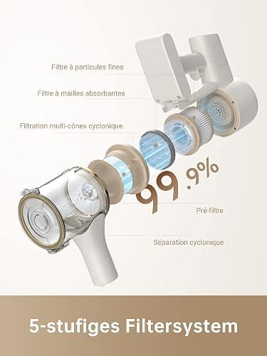 dreame R10 Aspirateur Balai sans Fil, Aspiration puissante de 120AW, Autonomie de 60 Min, Filtration avancée, Brosse Multi-Surfaces avec éclairage LED Idéal pour ménage, Poils d'animaux et Tapis thumbnail 6