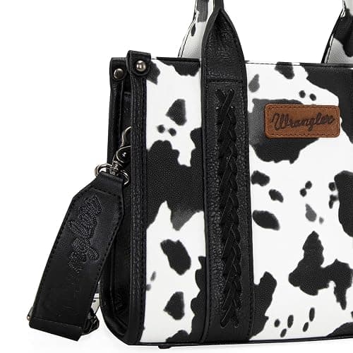 Wrangler Cow Print Tote Bag for Women Western Purse Boho Top Handle Satchel Handbag with Signature Strap thumbnail 4