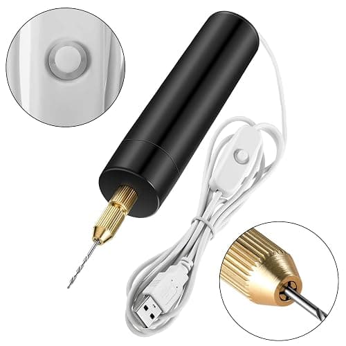 Lanties Electric Resin Drill Set, Including 300 Gold Silver Eye Screws, 10 Twist Drill Bits Tools, Electric Mini Drill with Wrench Hex Pin Vise for Casting Resin DIY Molds Keychain Craft Making thumbnail 4