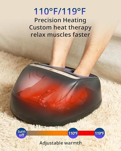 Foot Massager with 2 Level Heat, 3 Level Air Compression & Vibration, Deep Kneading Shiatsu, Remote Control & Timer for Pain Relief, Neuropathy, Plantar Fasciitis, Comfort for Long Stand & Fitness thumbnail 4