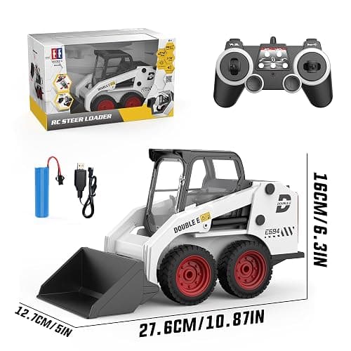 DOUBLE E RC Skid Steer Loader Toy for Kids,1:14 Scale Remote Control Construction Truck with Lights Sound & Sounds 2.4GHz RC Truck Toy, 360°Rotation,RC Front Loader Tractor Engineering Vehicles thumbnail 2