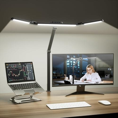 Honeywell Wide-Coverage LED Desk Lamp with Clamp, High-Efficiency 22W Eye-Caring Task Light with 4 Color Modes, Stepless Dimming & Adjustable Arm for Home Office and Multi-Monitor Desks, HJ3 - Image 1