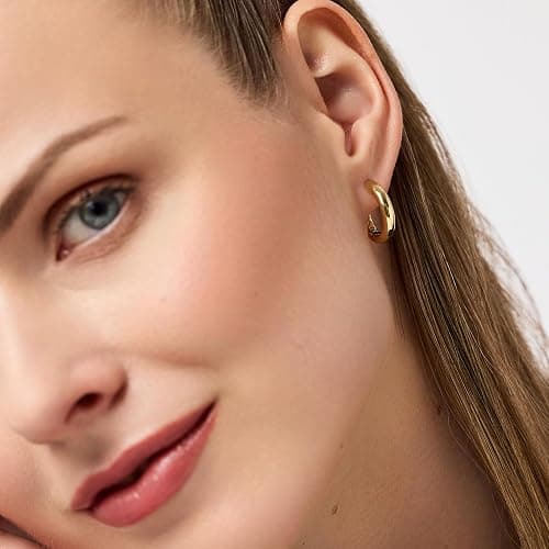 Ana Luisa Giulia Huggie Hoop Earrings for Women - 14K Gold Plated & Silver Rhodium Plated - Hypoallergenic Water-Resistant Tarnish-Free Chunky Earrings - Small, Medium & Large Size - Gifts for Women thumbnail 4