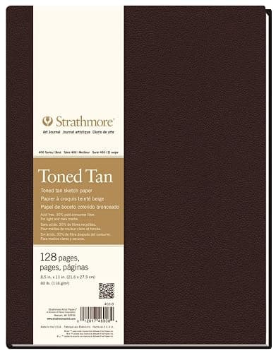 Strathmore 469-8 Hardbound Art Journal,128 Pages, 8.5 by 11", Toned Tan - Image 1