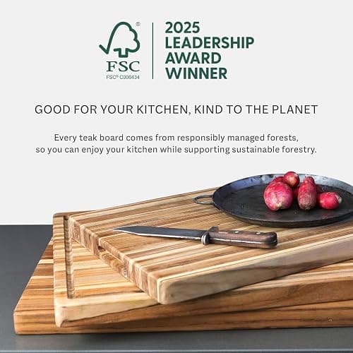 Teakhaus Cutting Board - Large (L) Wood Cutting Board with Juice Groove - Holiday Gift Ideas for Men and Women - Gift-Ready, Reversible, Edge Grain Wood, Knife Friendly - FSC Certified thumbnail 5