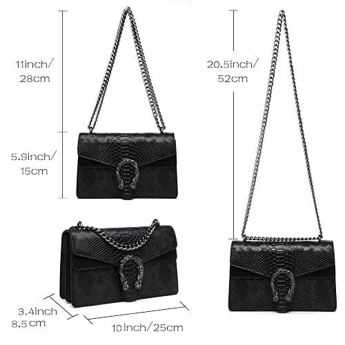 MYHOZEE Crossbody Bags for Women - Snake Printed Clutch Purses Leather Chain Shoulder Bags Evening Handbags thumbnail 4