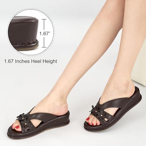 Ecetana Sandals for Women Wedge Slides Dressy Summer Comfortable Memory Foam Slip on Casual Platform Shoes thumbnail 7