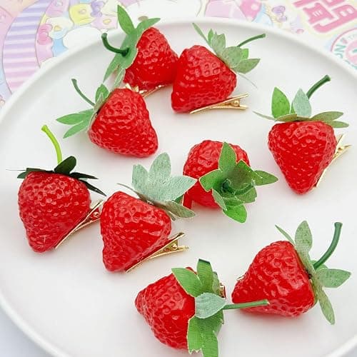 10 Pcs Strawberry Hair Clips Women Bangs Alligator Clips Christmas Birthday Decoration Accessories Fruit Daily Hairpins Red Green Bobby Pins thumbnail 7