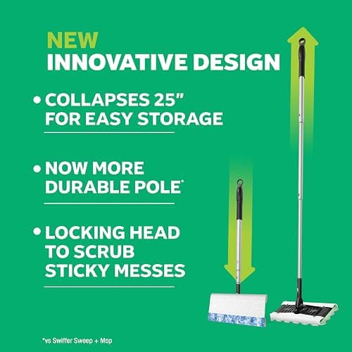 Swiffer Sweep & Mop Deluxe 2-in-1 Multi-Surface Kit for Floor Cleaning, Includes 1 Sweeper Device, 5 Dry Sweeping + 6 Wet Mopping Heavy Duty Cloths, Black thumbnail 2
