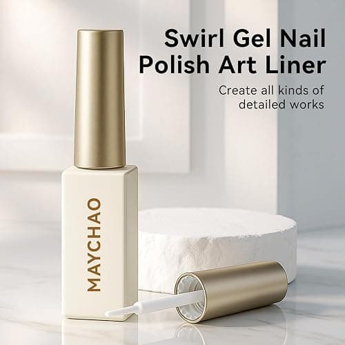 MAYCHAO Gel Nail Polish Art Liner 8ml Classic Red Build in Thin Brush for Swirl/Euphoria French Tips Manicure Painting DIY at Home thumbnail 6