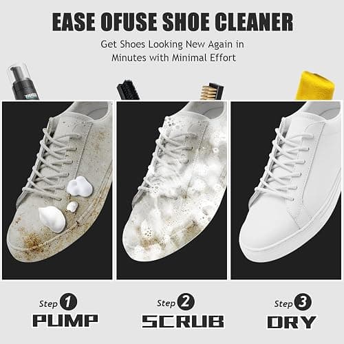 CCGeass Shoe Cleaner Kit Sneaker Cleaner, Deep Clean yet Gentle Pro Concentrated Foam Formula with 2 Brush & Microfiber Towel, Safe Shoe Care Set for white shoe, Suede, Leather, Canvas, Mesh & More thumbnail 4