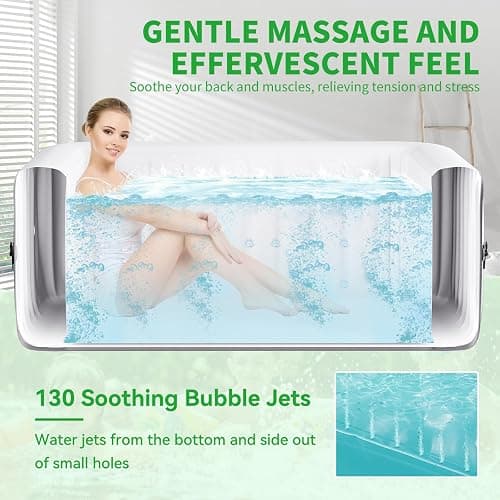 Inflatable Blow Up Hot Tub, 4-6 Person Square Portable Hot Tub, Leak-Proof PVC Outdoor Spa with 130 Strong Air Jets thumbnail 4