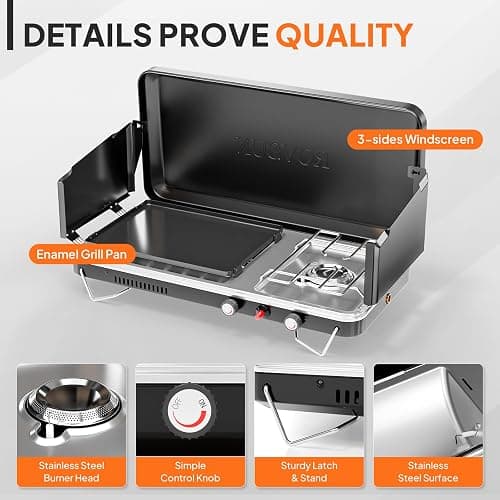 ROVSUN 2-in-1 Portable Camping Stove with Grill thumbnail 4