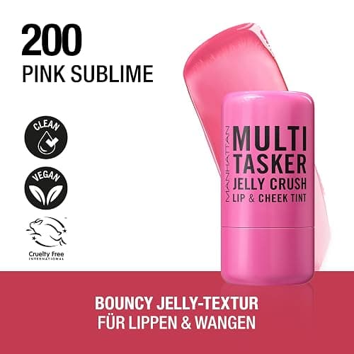 MANHATTAN Multi-Tasker Jelly Crush Blush and Lip Stain, feuchtigkeitsspendender Blush und Lip Stain mit Himbeerduft leichte Formel, Fb. 200 Pink Sublime, 8,5 g thumbnail 4