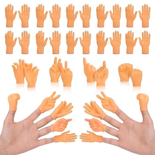 30 pcs Tiny Hands Finger Puppets, Mini Hands Little Small Hands mini Thing Gag Performance Funny Fingers for Puppet Show Gifts Classroom Prizes Party Favors for Kids (7 Styles) - Image 1
