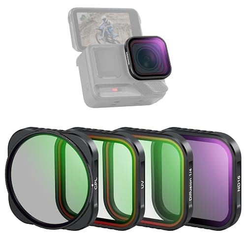 NEEWER 4 Pack ND Filter Set Compatible with Insta360 Ace Pro & Ace Pro 2, ND16/Adjustable CPL/UV/Black Diffusion 1/4, NOT Compatible with Updated Version Redesigned Round Octagonal Lens Guard, FL-C29 - Image 1