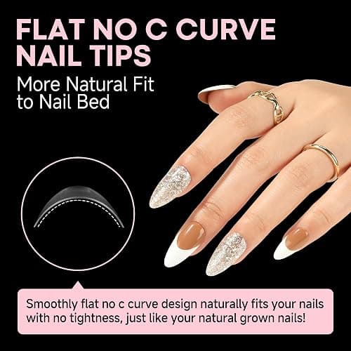 UNA GELLA Almond Nail Tips, 312PCS Half Cover Almond Shape Nail Tips Soft Gel Tips 12 Sizes Pre-shape Acrylic Clear False Nails with Handles for Press on Nails Extension DIY Home Salon thumbnail 6