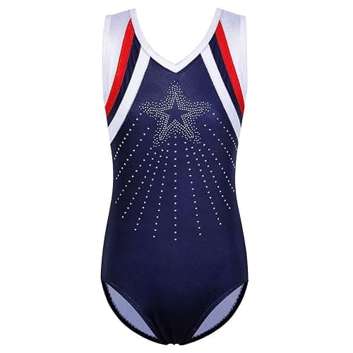 BAOHULU Leotards Girls Gymnastics Embroidery Shiny Aqua Rose Diamond Dance Clothes - Image 1
