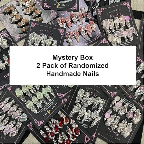 2Packs (20Pcs) Press on Nails Random 30mm Long Manicure Charms Nails Art Nail Kit for Women Party Holiday Photo Wedding Size L thumbnail 2