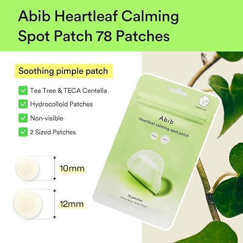 Abib Heartleaf Calming Spot Patch 2 Sizes 78 Patches, Waterproof Pimple Patches for Face, Invisible, Ultra-Adherent & Fast-Soothing Zit Care (10mm*48pcs / 12mm*30pcs) thumbnail 2