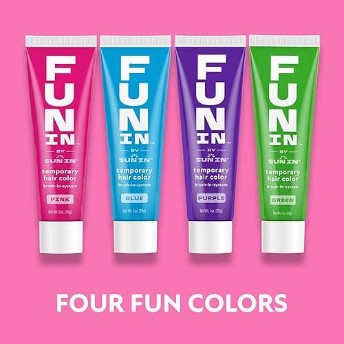 Fun In by Sun In Temporary Hair Color with Easy Brush Applicator for Kids, Teens & Adults - Washable One day color for Festivals, Events & Parties - All Hair Types - Pink thumbnail 9