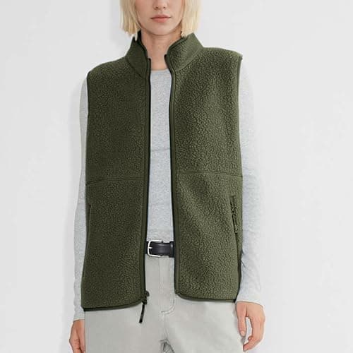 Hixiaohe Sherpa Fleece Vest for Women Trendy Warm Sleeveless Vests Jacket Lightweight Zip Coats with Pockets Fall Outerwear thumbnail 4