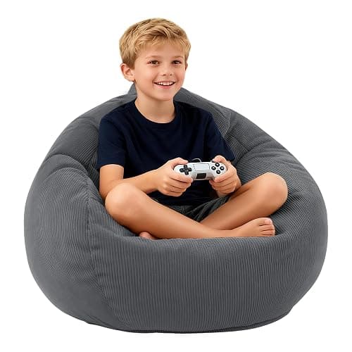 LPMOERA Bean Bag Chair Memory Foam Bean Bag Chairs for Kids/Teens with Filling Round Kids Bean Bag Chair for Living Room Bedroom College Dorm Reading Chair - Image 1