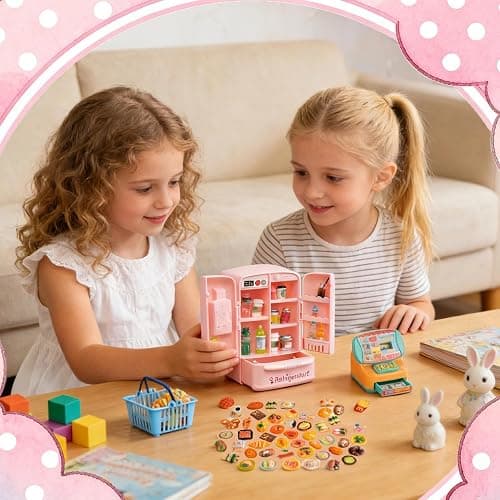 164Pcs Mini Shopping Cart Basket Miniature Food Drink Toy Supermarket Metal Handcart Trolley DollHouse Store Grocery Accessories Kitchen Play Game Party Model Shelves Cash Register Refrigerator Fridge thumbnail 7