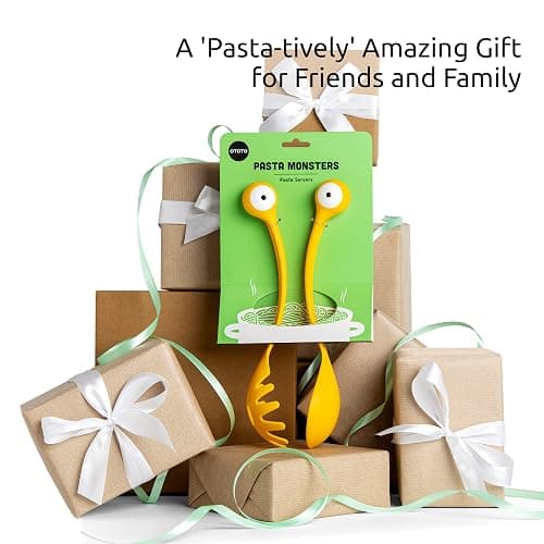 OTOTO Pasta Monsters and Salad Servers - BPA-Free Fun Kitchen Gadgets - 100% Food Safe Salad Spoon and Fork Set - 11.93x 3.39 x 2.24 inch thumbnail 6