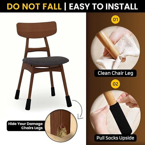 16/24/32 Pcs Black Chair Leg Socks – Premium Furniture Protectors for Hardwood Floors, Non-Slip & High Elastic Fit, Easy-to-Install Bar Stool Covers & Floor Pads thumbnail 8