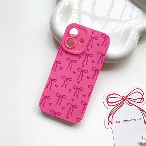 Lovmooful for iPhone 16 Plus Case Cute Ribbon Bowknot Heart-Hot Pink | Compatible for iPhone 16 Plus Case,Cool Design,for Girls Women,Soft TPU,Shockproof,Protective,Girly thumbnail 6