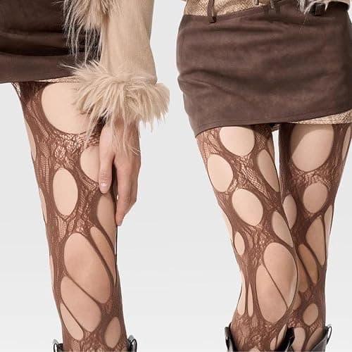 Ripped Tights Fishnet Stocking Women Ragged Pantyhose Hosiery Gothic Perforated Lace Clothing Halloween Party Accessories thumbnail 2