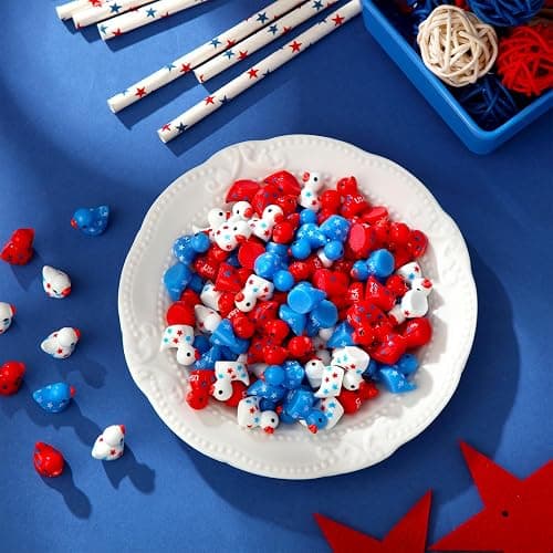 Wesiti 100 Pcs Patriotic Mini Ducks Independence Day Duck Figurines 4th of July Decor Memorial Day Mini Resin Ducks for Fourth of July Party Supplies thumbnail 8