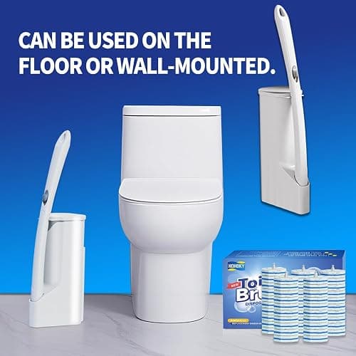Disposable Toilet Brush Cleaning System with 50pcs Refills Pads Replacement Heads, Toilet Cleaning Stick, Wall Mounted Toliet Wand Kit Bathroom Maintenance, Toilet Bowl Cleaner Wands Holder and Set thumbnail 4
