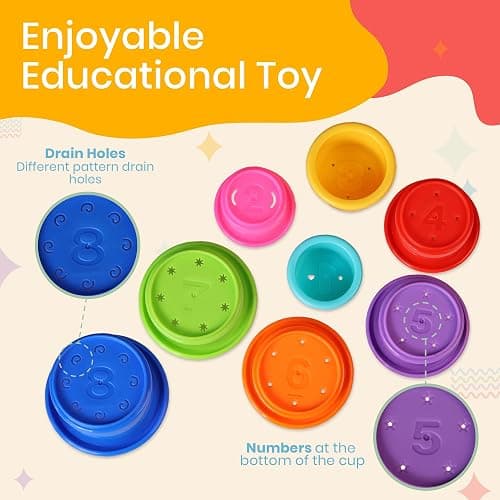 Tiny Tinker Stacking Cups Baby Toy Educational Cup Stacking Set 8-Pc Stackable Cups with Number Rainbow Nesting Cups for Babies 6-12 Months Stacking Cups for Toddlers 1-3 Perfect for Indoor/Outdoor thumbnail 5