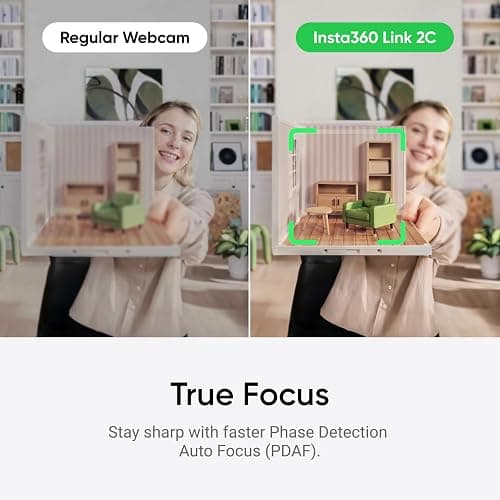 Insta360 Link 2C - 4K Webcam for PC/Mac, 1/2" Sensor, Auto Framing, HDR, AI Noise-Canceling Mic, Gesture Control for Streaming, Video Calls, Gaming, Works with Zoom, Teams, Twitch & More thumbnail 6