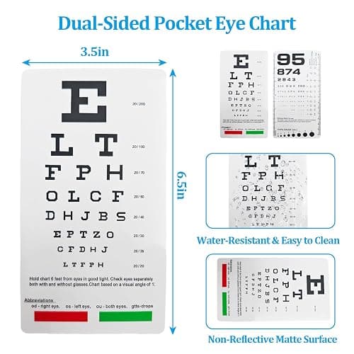 Pocket Eye Chart Dual Sided Snellen & Rosenbaum Vision Tester for Home, Office, School Use(2 Pack) thumbnail 2