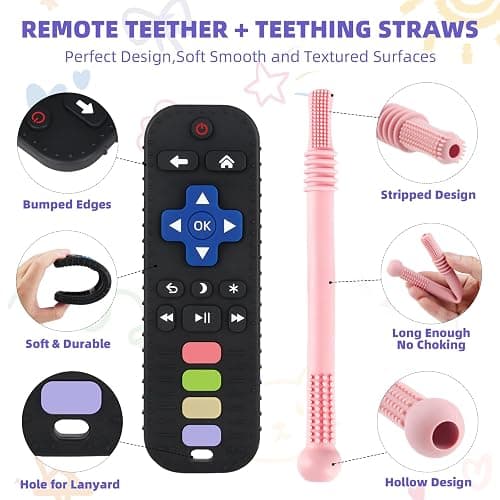 Teething Toys for Babies 0-6 6-12 12-18 Months Bpa Free Teething Sticks and Remote Teether for Babies Baby Sensory Chew Toys for Infants 0-18 Months thumbnail 2