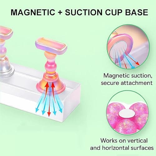 Nail Stand for Press On Nails – 2 Set Acrylic Nail Holders for Nail Art Practice, 10 Nail Stands, 60Pcs Reusable Putty, Flower Shaped Base & Tweezers, Nail Art Tool Kit for Salon & Home thumbnail 2