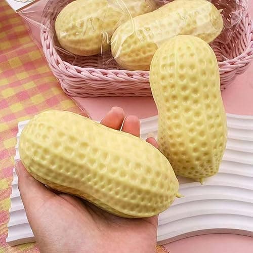 Peanut Shaped Squish Balls, Slow Rebound Cute Peanut Stress Balls, for Stress Relief, Anxiety Relief Fidget, Soft Squeeze Decompression Dough,Birthday Gifts, Party Favors, Desk & Offic (1PCS) thumbnail 5
