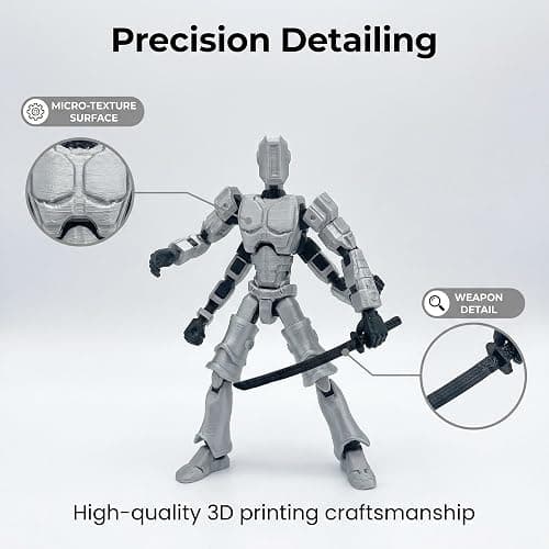 T13 3D Action Figure Set (Assembly Completed) 2 Pcs, 3D Printed Multi-Jointed, Titan 13 Action Figures, Multi-Articular Lucky Mobile Robot Nova,Desktop Decorations for Game Lovers Toys (Sliver Gold) thumbnail 6