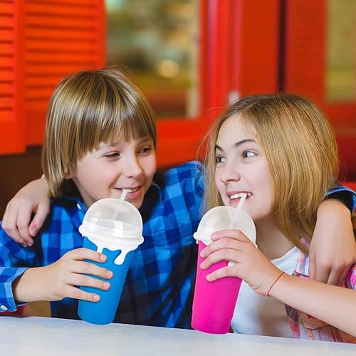 Slushy Maker Cup 16.9 oz Slushy Squeeze Cup for Homemade Milkshake, Magic Slushy Maker Squeeze Cup, DIY Smoothie Maker for Kids (1 in Blue) thumbnail 2