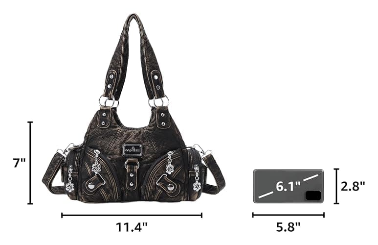 Angel Kiss Purses for Women Small Hobo Shoulder Bags Vagen Leather Multi-Pocket Tote Bag with Zipper thumbnail 3