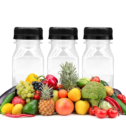 Auvotuis 10 PCS 4 oz Plastic Juice Bottles Empty Clear Milk Bottles with Lids, Beverage Containers for Juice, Milk and Other Drink thumbnail 5