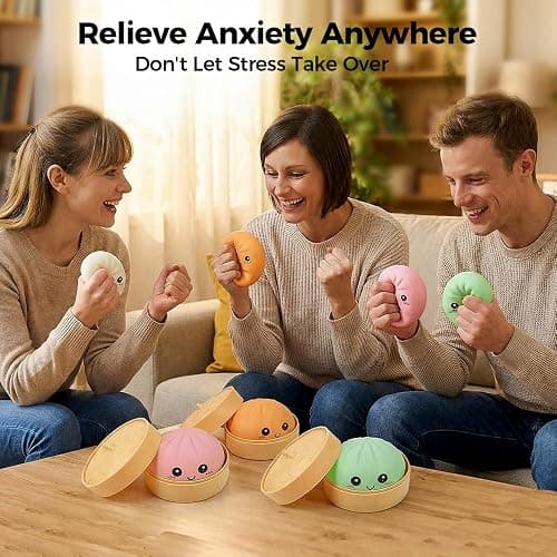 Dumpling Squishies, Handmade Pressure Relief Balls, Dumpling Squishy Big Bun Squeeze Dough Ball Stress Relief Fidget (Light Beige) thumbnail 2