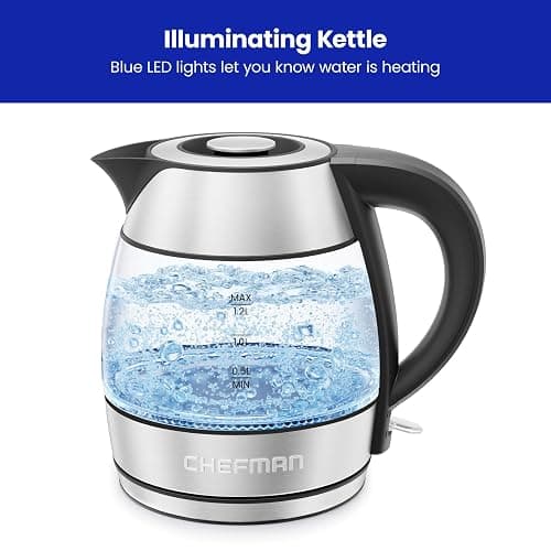 Chefman 1.2L Electric Tea Kettle with LED Lights, Automatic Shut Off, Removable Lid, Boil-Dry Protection, Hot Water Electric Kettle Water Boiler, Electric Kettles for Boiling Water thumbnail 5