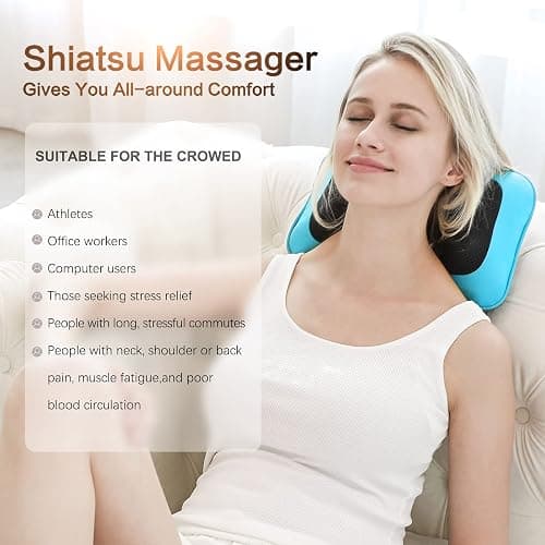 Mo Cuishle Electric Shiatsu Back Massager with Heat - Powerful 3D Kneading for Neck, Shoulder, Lower Back Pain Relief - Ergonomic Design for Home, Office, & Car - Gifts for Women, Men, Mom & Dad thumbnail 3