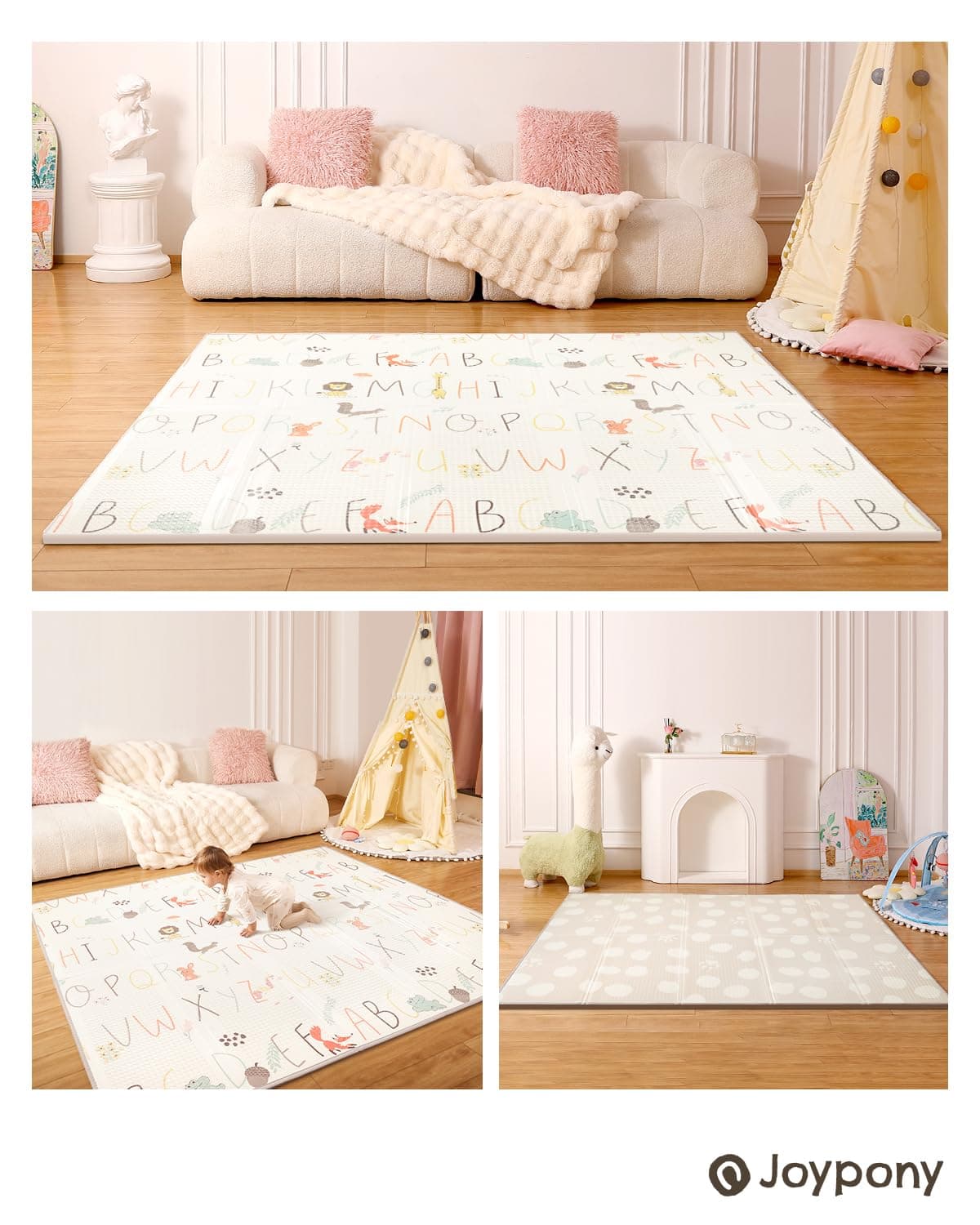 Joypony Baby Crawling Mat, 150 x 180 cm, Large Foldable Play Mat, Waterproof and Non-Slip Baby Play Mat with Carry Bag, Ideal for Babies and Toddlers, Alphabet thumbnail 8