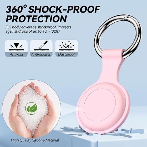 [2 Pack] Joremx Waterproof for Airtag Holder,Soft Silicone Protective case for Apple Air tag with Key Ring,Lightweight and Anti-Scratch,Compatible with AirTag Keychain for Dog,Car Key,Luggage（Pink-2） thumbnail 4